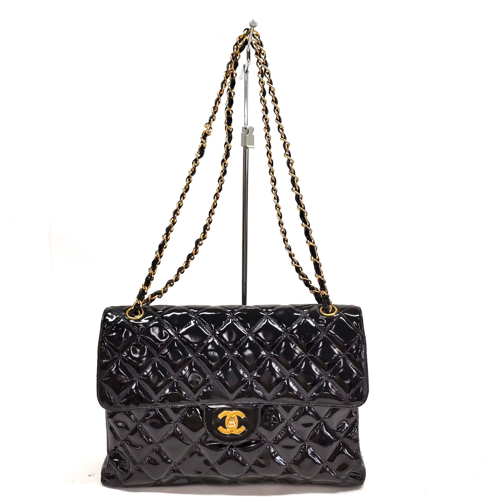 Chanel Shoulder Bag Double Face Chain Bag Matelasse Black Enamel ...